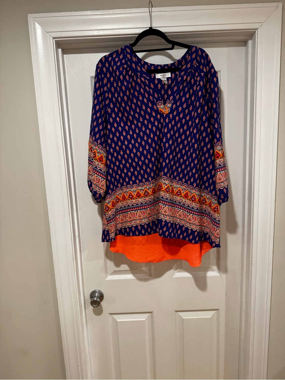 Moa Moa Navy Tunic with Orange Border and Hem